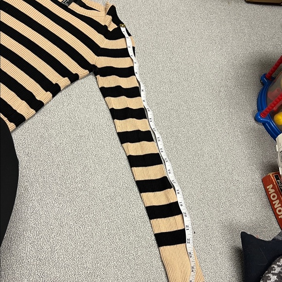 CLEARANCE Women’s Small Cropped Striped Black and Tan Sweater - Picture 10 of 10